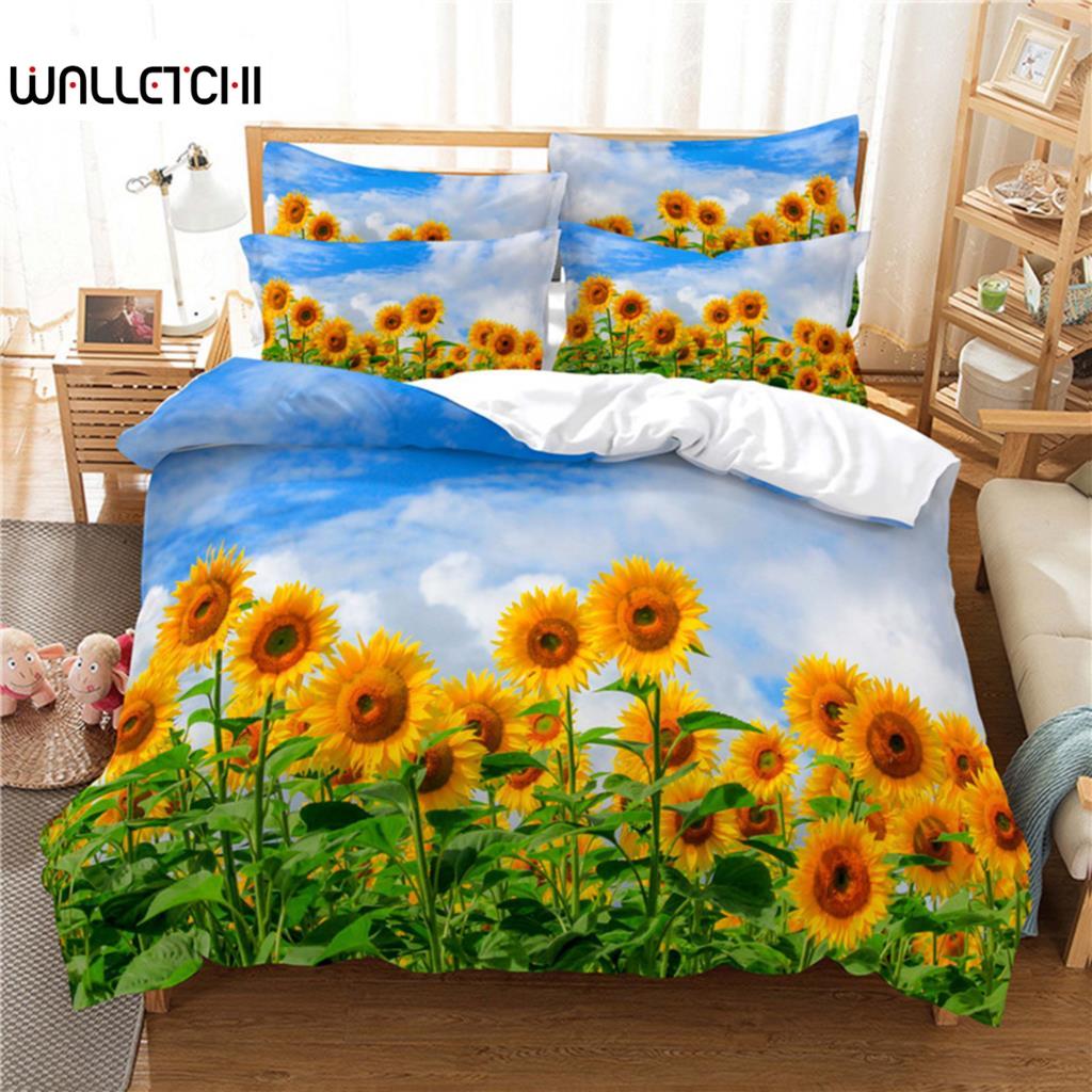 Красивый комплект постельного белья SunFlower, комплект пододеяльников, комплект постельного белья с 3D-печатью, комплект постельного белья размера Queen, модный дизайн