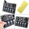 Dual USB Slot Socket Waterproof With Fuse Digital Voltage 12/24V Outlet Combination 5 Gang LED Rocker Switch Panel