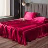 Glossy Satin Silk Bed Sheet With 2 Pillowcase Twin/Full/Queen/Top Sheets Solid Color Flat Bed Sheets Smooth Bed Sheet Sets