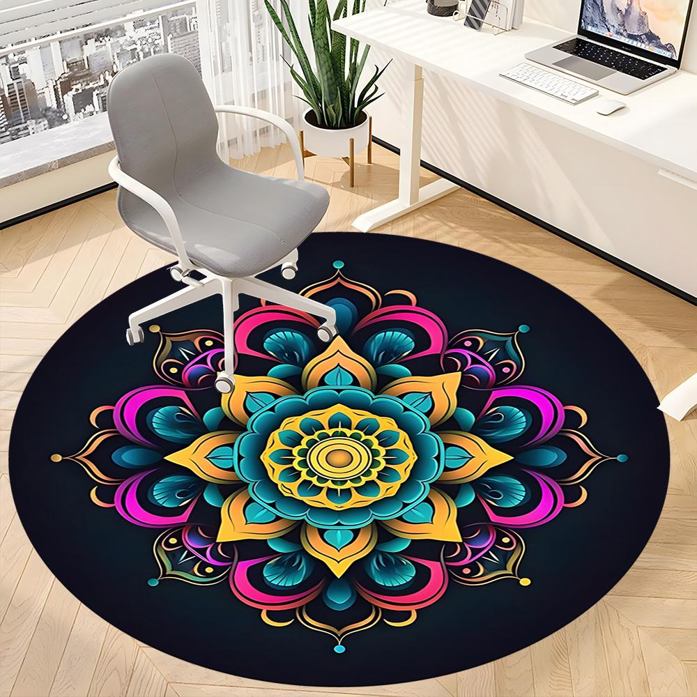 1pc Mandala Chair Carpet for Office, Soft Flannel Throw Mat, Perfect for Office, Holiday Party Decoration Choice yy260320144