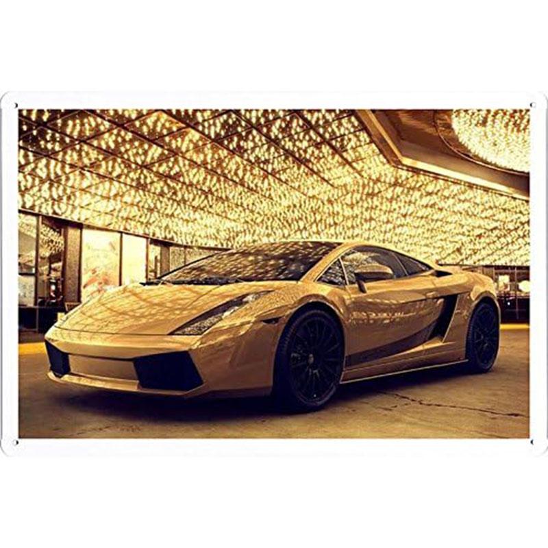Автомобильные металлические жестяные таблички Плакат Декор стены спортивного автомобиля Винтажные художественные постеры Железная живопись для мужской комнаты Домашнего кафе Гаража Клуба Бара