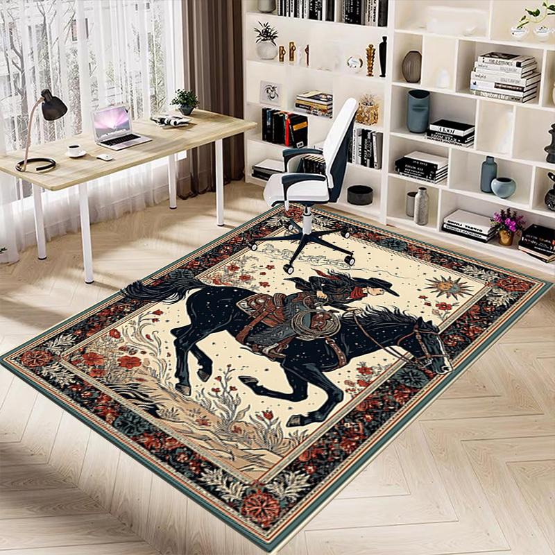 1PC Cowgirl Horse Non-Slip Floor carpet, Office, family, bedroom, Studio - Large Area Rug, Vibrant Colors-C0499