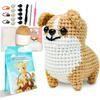 Corgi Crochet Kit for Adults – Beginner Starter Set with Yarn, Hook, Stuffing, Safety Eyes, Instructions | DIY Knitted Animal Doll Craft Gift