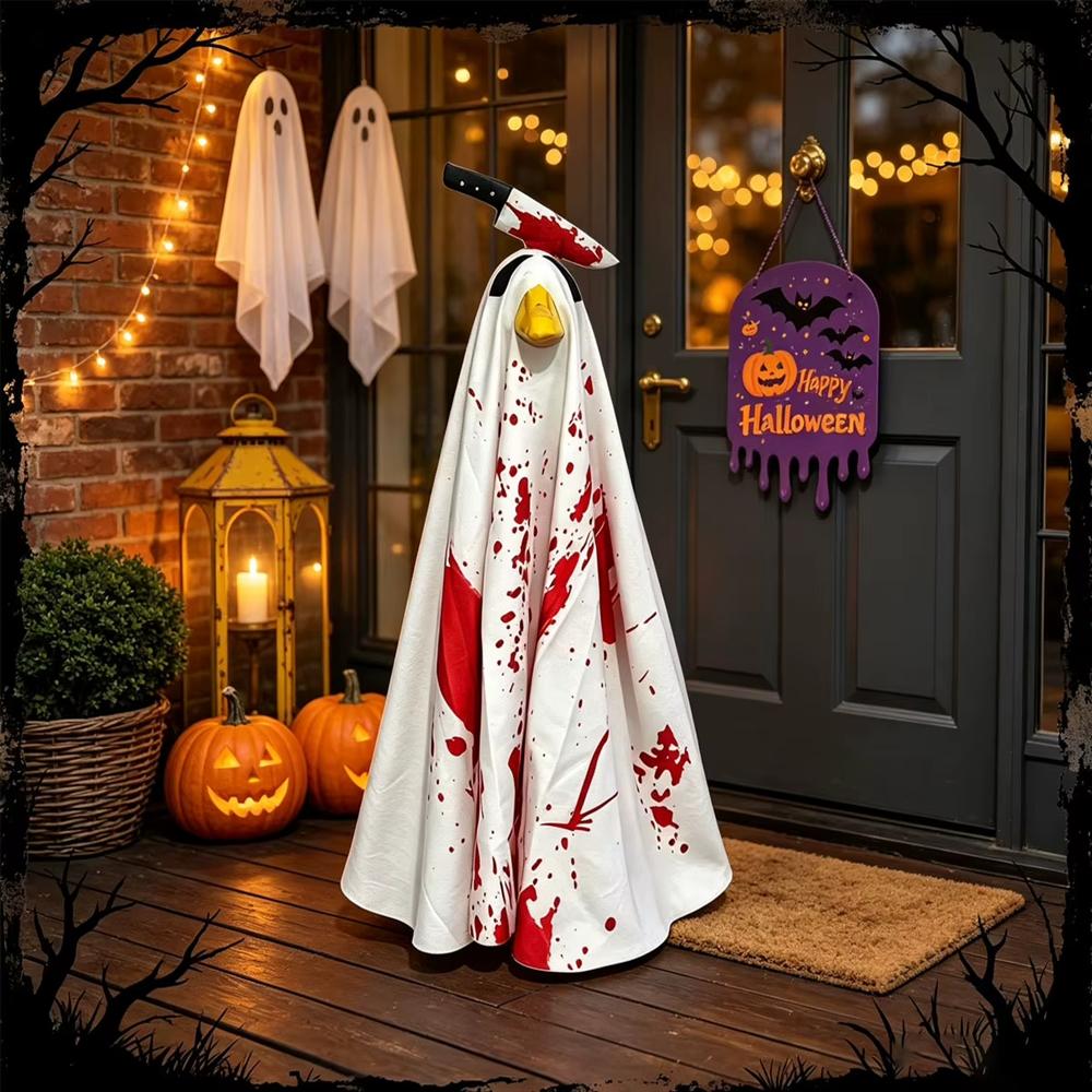 AL692573830992 Best Seller Halloween White Goose Costume Outdoor Ghost Porch Clothes 23 Inch Lawn Plastic Hat Cloak Polyester