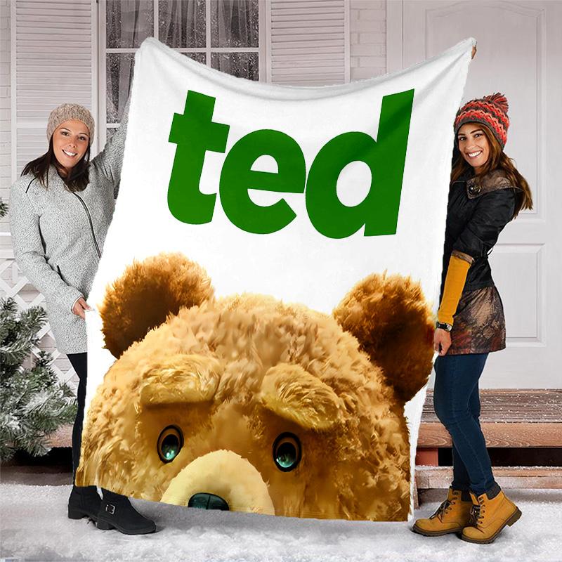 Cartoon Teddy bear Ted2 printed throw blanket—lightweight,soft,warm;versatile blanket for all seasons—perfect as &air-conditioning throw,nap blanket