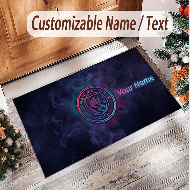 Personalized Crystal Velvet Carpet Manchester City Pattern Non Slip Floor Rug