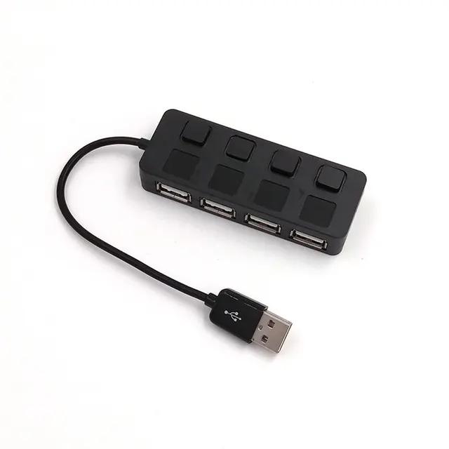 4-портовый USB 2.0 концентратор с выключателем, разветвитель, расширитель, независимый, 480 Мбит/с, быстрая передача данных, зарядный адаптер, ПК, компьютер