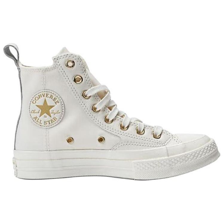 Converse Chuck Taylor All Star Нескользящие Легкие Высокие Кеды для Скейтбординга Унисекс Белый Золотой