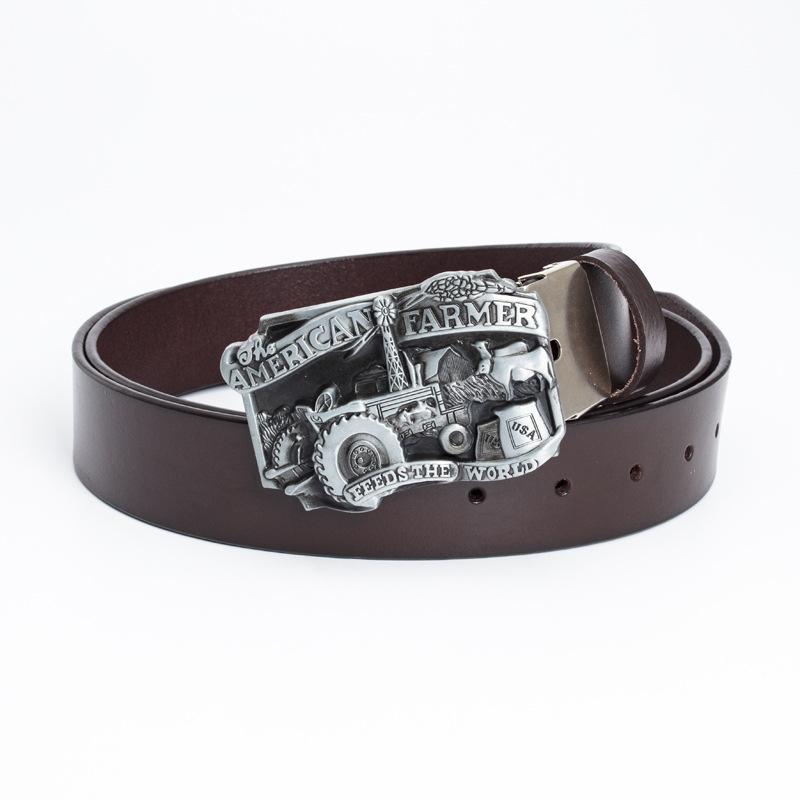 American Farm Personalized Belt Buckle Agricultural Tractor Leather Buckle Primary Color Glazed Plate Buckle