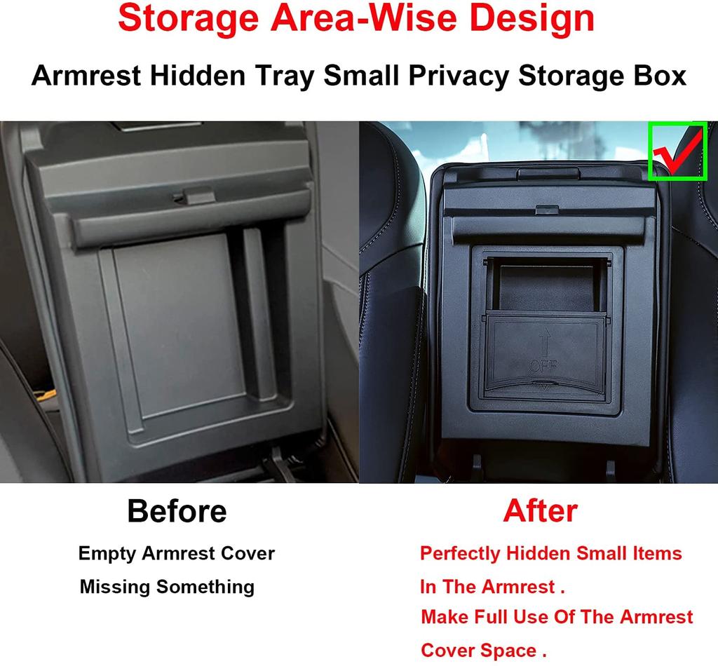 For Tesla Model 3 2022 Model Y 2023 Storage Box Center Armrest Hidden Box Cup Holder Interior Accessories