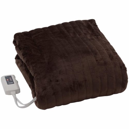 YAMAZEN Fluffy Electric Blanket (Washable) 188 X 130cm Flannel Surface/Poodle Touch Finish Back Side Room Temperature Sensor YMK-F43P(T)