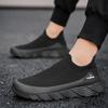 Men's Shoes Summer New Fly Woven Mesh Breathable Comfortable Platform Men's Sneaker Casual Soft Sole Fashion Black Slip-On Shoes