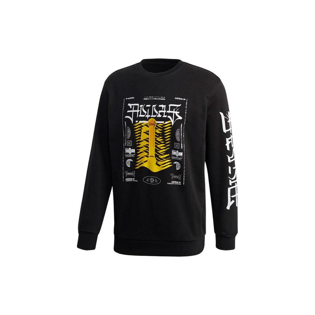 Adidas Оригинальный спортивный свитер с круглым вырезом и длинными рукавами с принтом букв, мужская толстовка, черный цвет GD6001