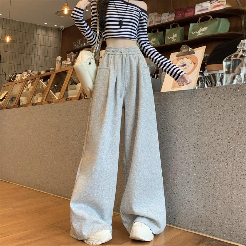 Spring Autumn Loose Casual Wide Leg Pants Female High Waist Fashion All-match Solid Color Sweatpants Trousers