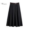Женская юбка миди, однотонная, с высокой талией, большим подолом, юбка А-силуэта с поясом, мягкая дышащая юбка с драпировкой