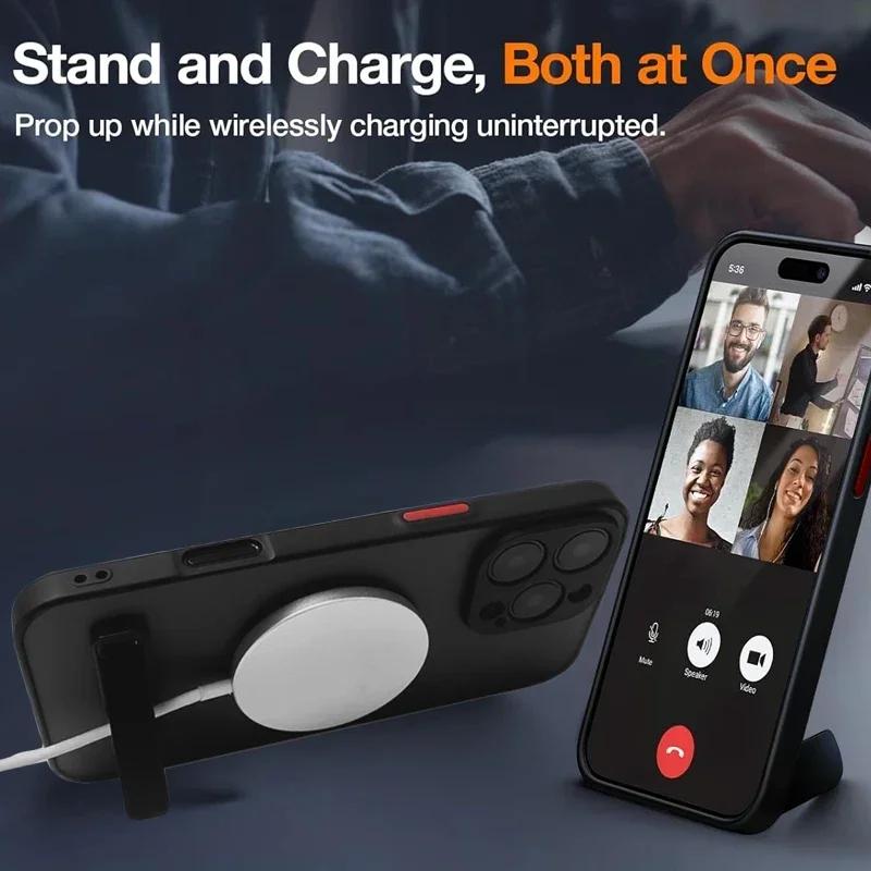 UYUXIO Magnetic Phone Case with Metal Kickstand for 17 16 Pro Max 15 14 Plus 13 12 Mini Stand Cases Cover with Holder
