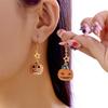 Spooky Ghost And Pumpkin Pendant Earrings With Electroplated Finish For Halloween