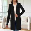 2025 European American Autumn Winter Long Solid Color Long Sleeve Loose Pocket Cardigan Jacket Women's Clothing
