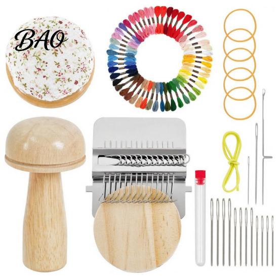 Practical Mending Tool for Home Mini Weaving Machine Kit, 14-Hook Speedweve Style Darning Loom with Small Knitting Repair Mushroom/Darning Egg,