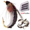 3/6/12/24pcs Scud Nymph Black Lure Fly for Trout Fishing Artificial Insect Lure