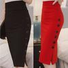 Модная элегантная женская юбка с разрезом по бокам, юбка-карандаш, сексуальная юбка средней длины
