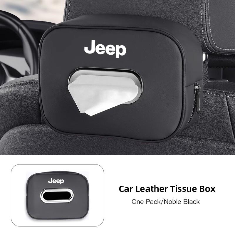 New PU Leather Car Tissue Box Storage Bag Accessories For Jeep Renegade Wrangler JL JK Gladiator Grand Cherokee Compass Patriot ALV1