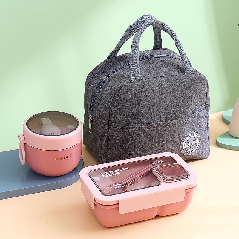 Portable Japanese Single-Layer Lunch Box - Microwave Safe, Sealed, with Compartments for Students or Salads