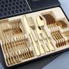 Luxury Silver Rose Gold Wedding Stainless Steel Flatware Golden Spoon Knife Fork Set 24pcs Cubiertos Cutlery Set