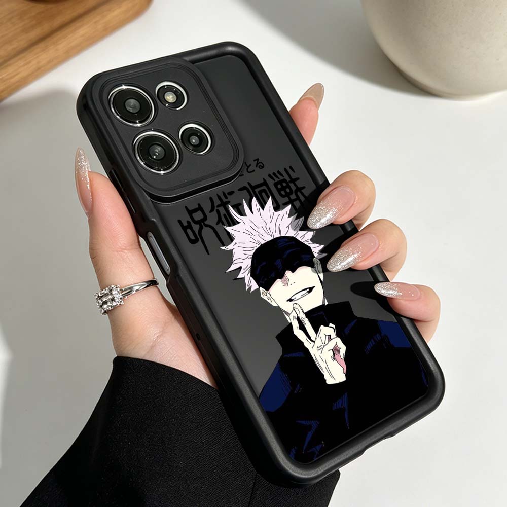 Luxury J-Jujutsu Kaisen Silicone Case For Motorola Moto G86 G85 G75 G56 G06 Edge 70 60 50 Fusion Eye Ladder Phone Case