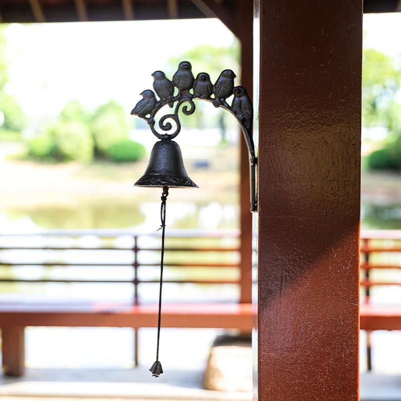 Колокол для ужина в фермерском доме, чугунный настенный колокол для церкви, настенный колокольчик для парадных ворот, декоративные колокольчики для акцента на ферме с 6 птицами, большие и
