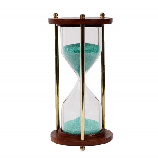 Песочные часы из морской латуни и дерева, песочные часы, идеальные для упражнений, приготовления чая, 5 минут, 13,97 см, выставочный образец