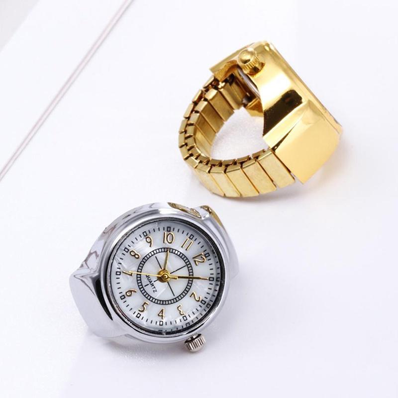 1Pc Retro Punk Quartz Finger Watch Ring for Women Men Couple Rings Digital Watches Elastic Stretchy Finger Band Rings Clock