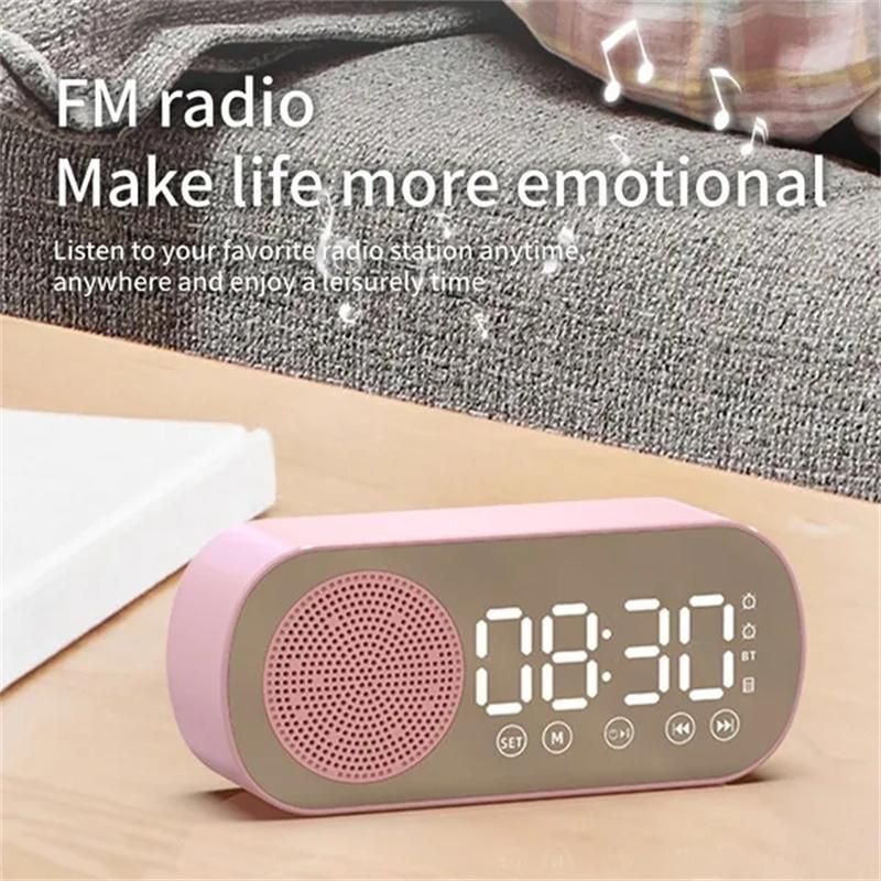 Новые настольные часы с динамиком, Bluetooth-динамик, FM-радио, будильник, Hi-Fi звук, HD, зеркальный экран, поддержка TF-карты для спальни