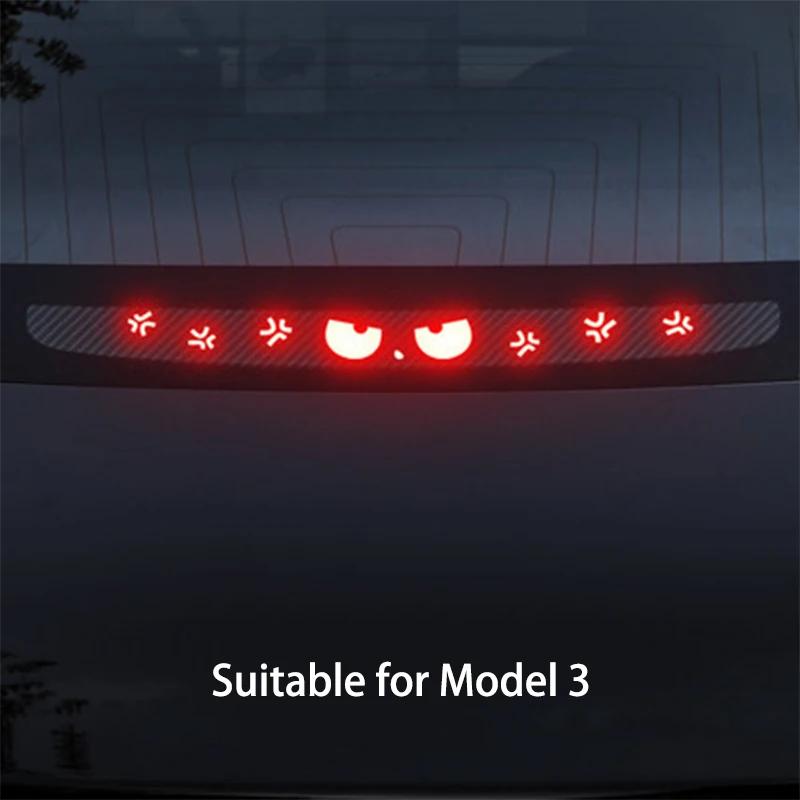 Принимаем индивидуальные наклейки для Tesla Model 3 Y Car High Mounted Brake Acrylic Projection Board Top Tail Light Emblem Halloween