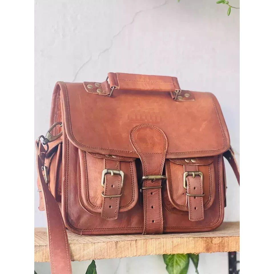 Men's Suitable Leather Vintage Laptop Handmade Briefcase Bag Satchel Messenger.