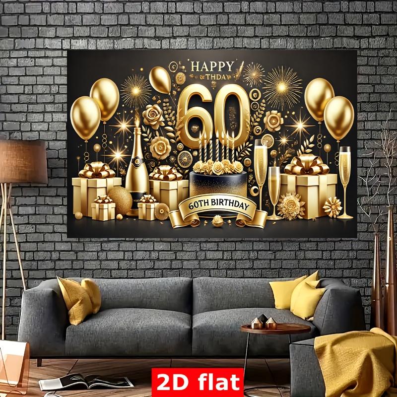 1 piece of 2D flat, for 60th birthday celebration, polyester and polyester fiber, party banner, multi-purpose holiday party