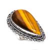 Кольцо из серебра 925 пробы с натуральным тигровым глазом, размер 8, G1c43