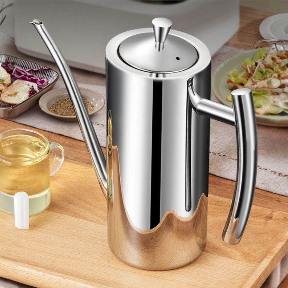 Drip-Proof 304 Stainless Steel Oil Pot Integrated Oil Storage Container Kitchen Oil Bottle Chef