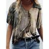 Summer Women T-Shirts 3D Fashion Print Gradient Harajuku T-Shirt Oversized Tees for Ladies Clothing New Short Sleeve V-Neck Tops