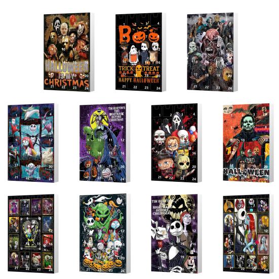 Хэллоуин Адвент-календарь 24 Мини Смола Страшная Кукла Хэллоуин Календарь Обратного Отсчета Коллекционные Фигурки Фильмов Ужасов для Детей