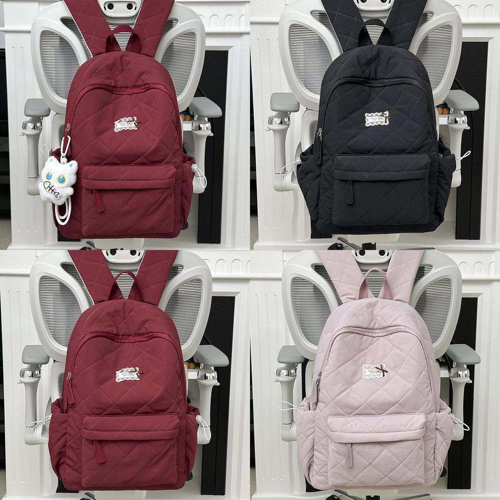 Nylon Quilted Backpack For Women With Butterfly Pattern And Lightweight Design For Daily Use