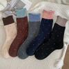 Шерстяные носки Детские носки-гольфы Сезон Флис Утолщенные Теплые Сочетание цветов Ретро Горошек Завитые Кашемировые Носки средней длины
