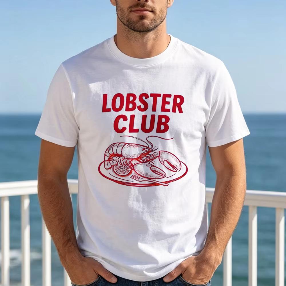 Lobster Club Lobster Tshirt Vacation Vibes Lobster Design Tee Crustacean Fisherunisex Aesthetic Seafood Lover Tee Maine Style Top