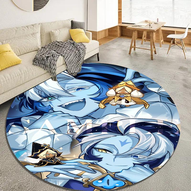 Cookie Run Kingdom Round Area Rug,Carpet Rug for Living Room Bedroom Sofa Playroom Decor,Non-slip Floor Mat19