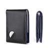Men's Genuine Leather Wallet with Airtag Holder - Anti-Theft Dollar Clip