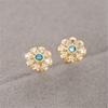 100% 925 Sterling Silver Blue Sparkling Zircon Flower Stud Earrings for Women Sterling Silver Jewelry Gift