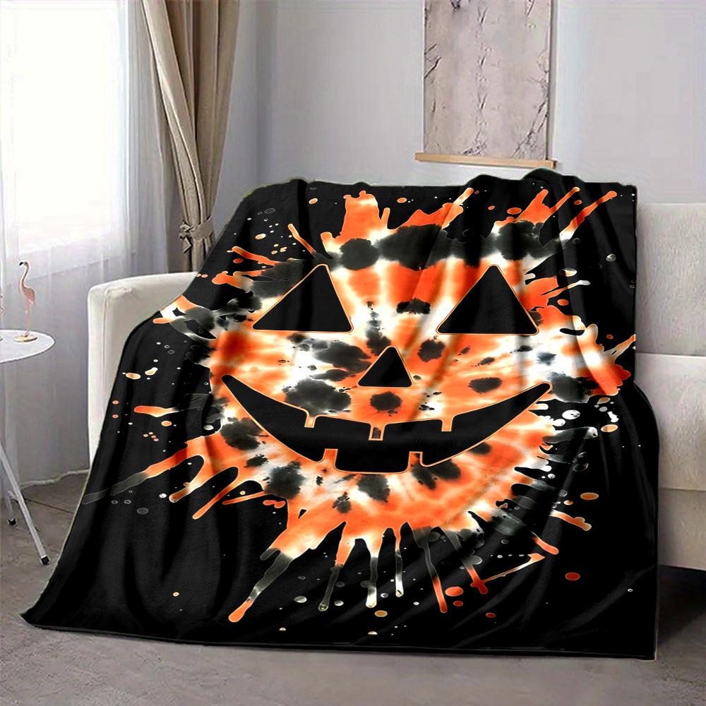 1pc Pumpkin Halloween Blanket, Lightweight Flannel Throw Blanket for Sofa, Bed, Travel, Camping, Living Room, Office, Couch, Chair, and Bed