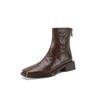 Lambskin Slimming Ankle Boots 2025: Women's Mid-Heel Vintage Martin Boots, Black Square Toe, Autumn/Winter Collection.