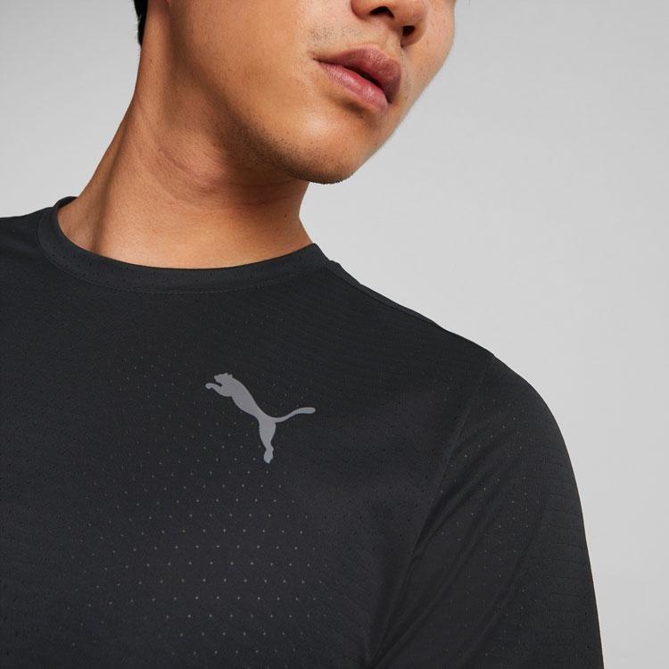 PUMA T Shirts Men's Black Crew Neck Moderate Straight Fit 523002-01