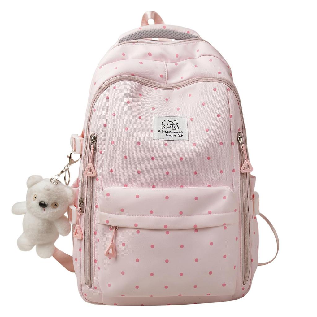 Рюкзак в горошек для студентов: Большая вместимость, Повседневный, для школы и прогулок